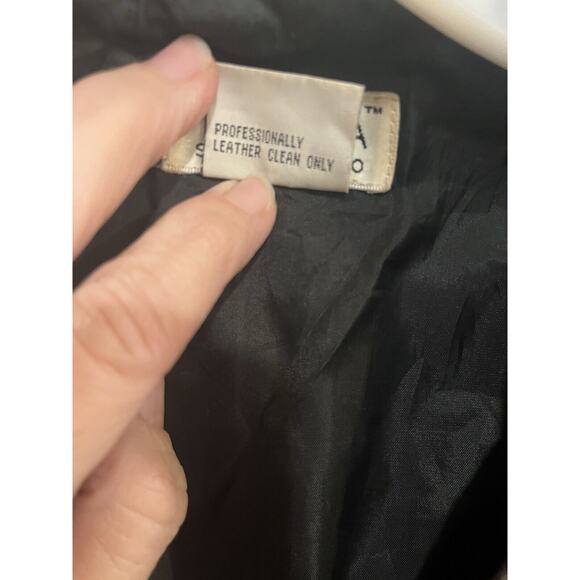 VTG Tribeca Studio Women's Black Leather Blazer Jacket L Button Front Mid Lined - Picture 7 of 11